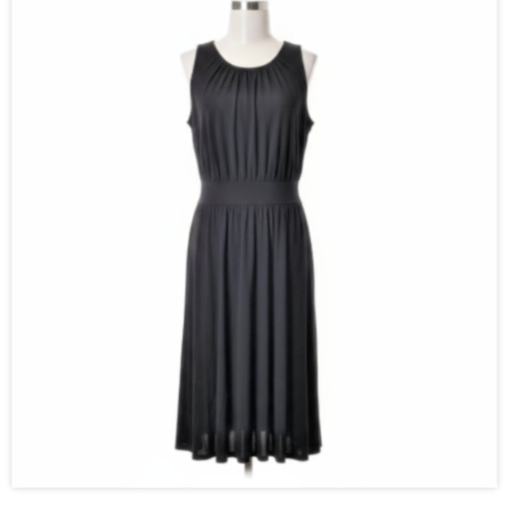 Old Navy Women’s Dress XS Black Fit Flare Open Back Tie Neck Sleeveless EUC